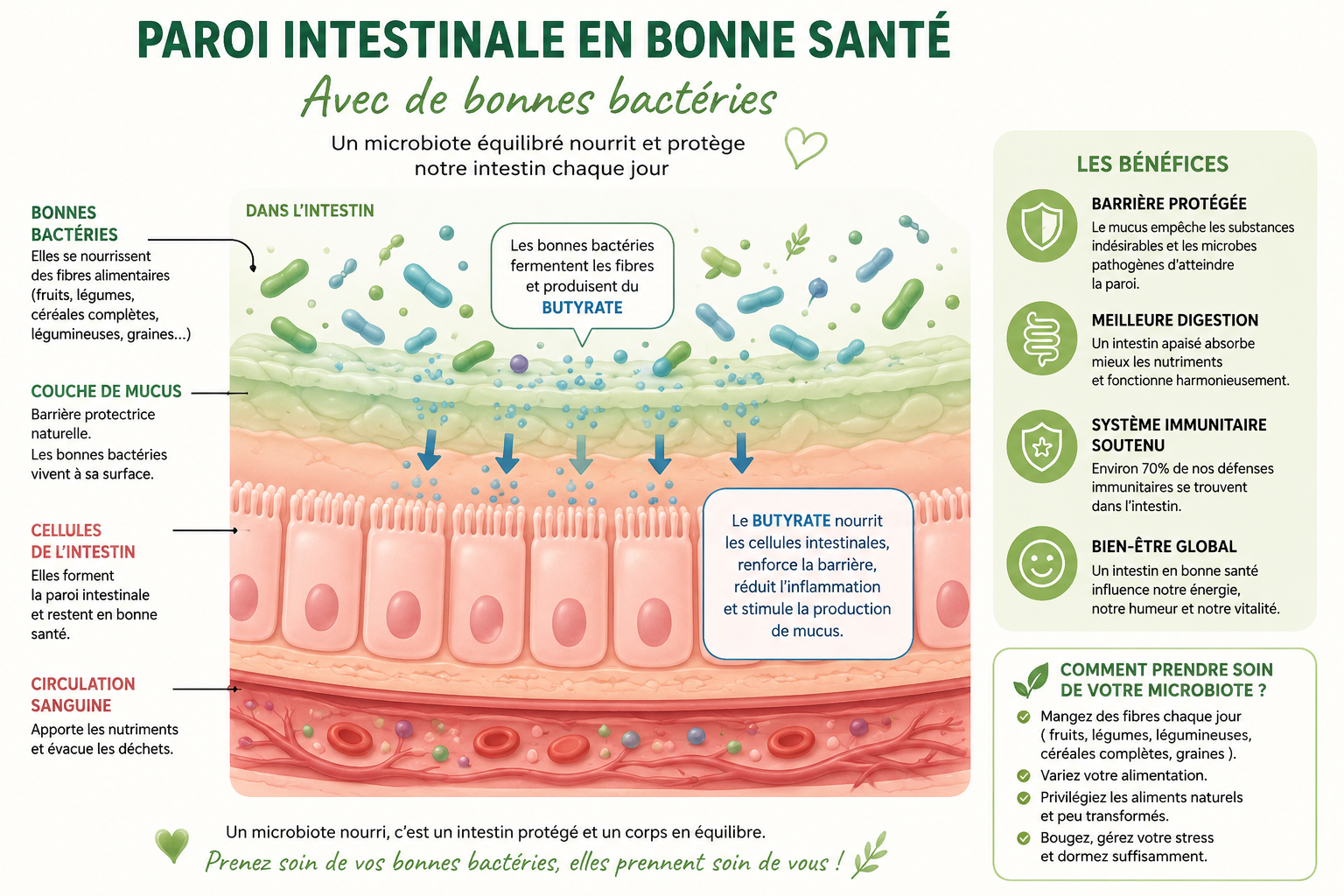 Paroi intestinal en bonne santé